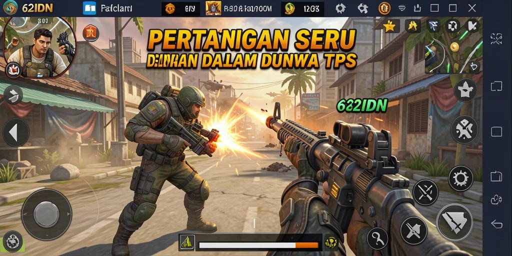Tangkapan layar utama 62IDN yang menampilkan aksi pertempuran TPS.