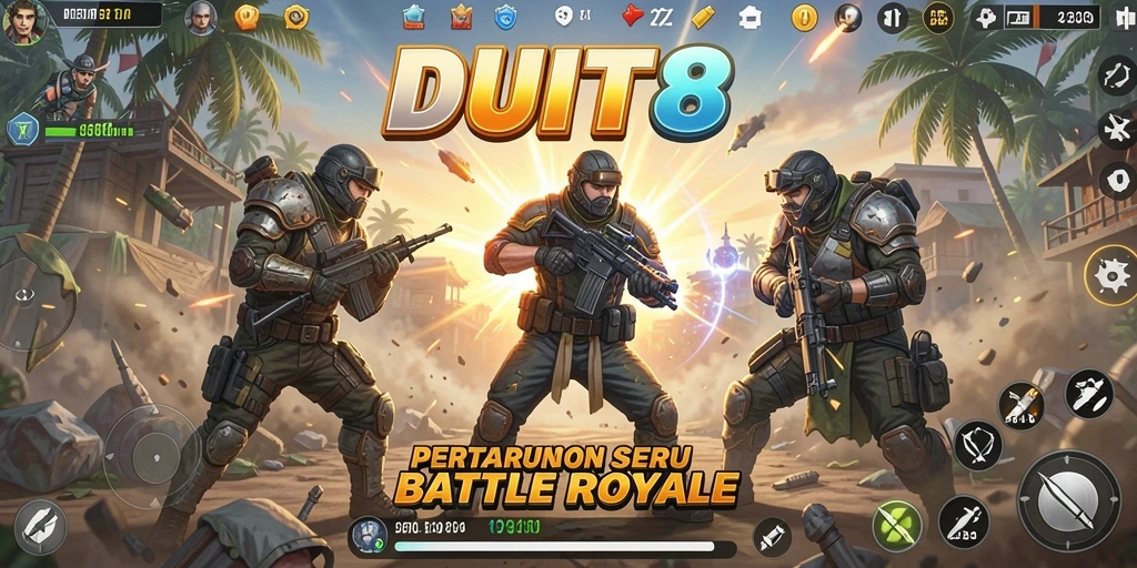 Tampilan seru aksi pertempuran dalam game Battle Royale.