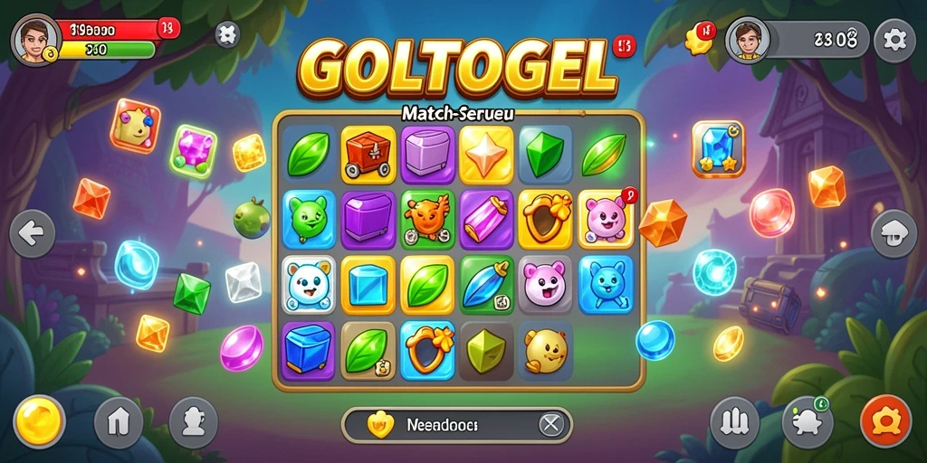 Screenshot gameplay GOLTOGEL saat mencocokkan elemen Match-3.