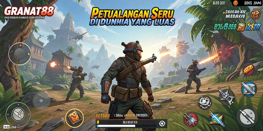 Screenshot gameplay GRANAT88 yang menunjukkan aksi petualangan menegangkan.