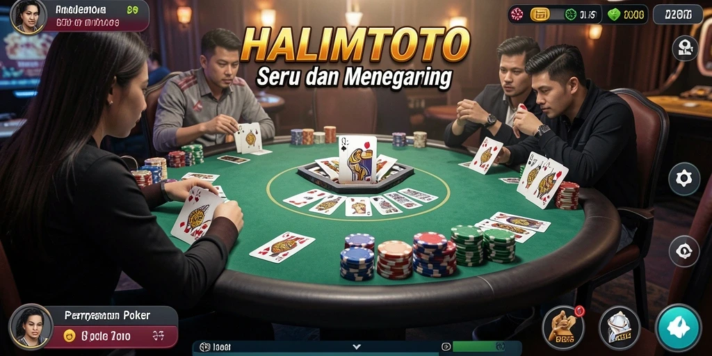 Tampilan gameplay menarik dalam HALIMTOTO dengan fitur Poker yang mengesankan.
