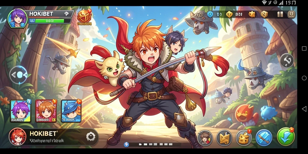 Tampilan permainan HOKIBET yang penuh aksi dan karakter Anime.