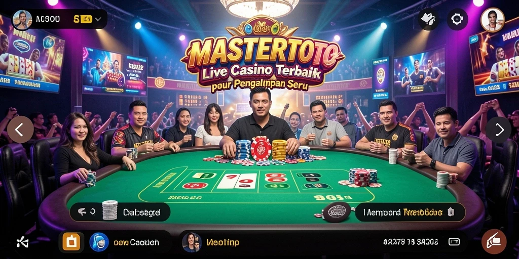 Tangkapan layar MASTERTOTO menunjukkan dealer langsung yang berinteraksi dengan pemain.