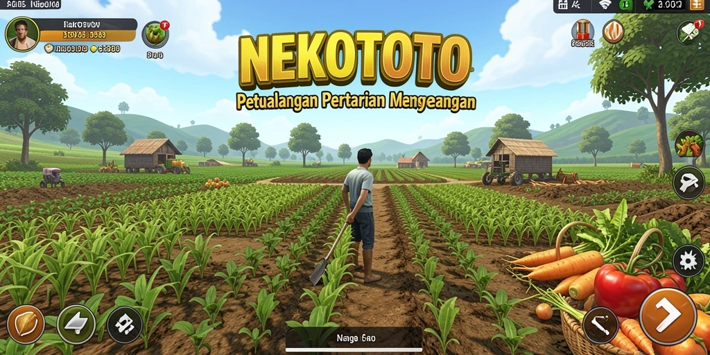 Gameplay seru di NEKOTOTO menampilkan aktivitas bertani yang menarik.