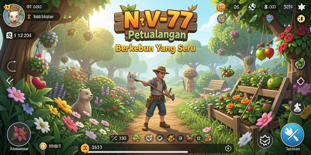 Screenshot gameplay NV77 menampilkan aktivitas berkebun yang seru dan menarik.