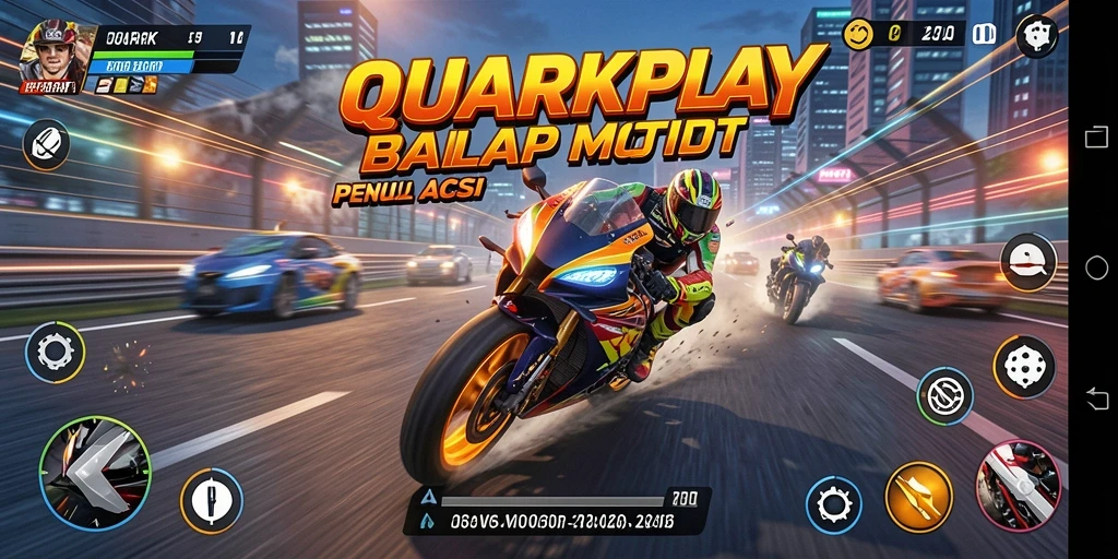 Tampilan seru gameplay balap motor di QUARKPLAY.