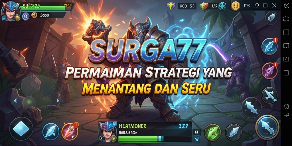 Tangkapan layar gameplay SURGA77 yang menunjukkan pertarungan strategis.